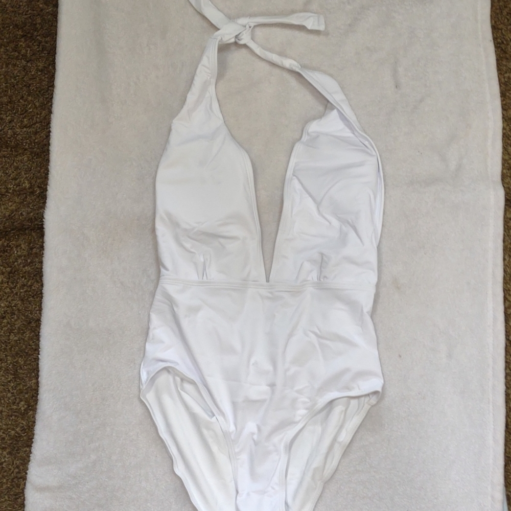 Woman's White  bodysuit/ Swimsuit one piece ( jeans!)